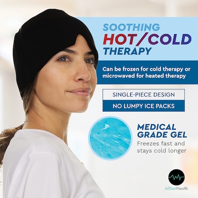 AllSett Health Cold Gel Ice Head Wrap Hat for Headache and Migraine Relief (ASH023214)