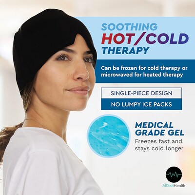 AllSett Health Cold Gel Ice Head Wrap Hat for Headache and Migraine Relief (ASH023214)