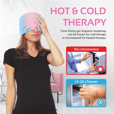 AllSett Health Cold Gel Ice Head Wrap Hat for Headache and Migraine Relief (ASH0871Pnk)