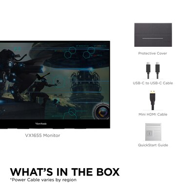 ViewSonic Portable 15.6" 60 Hz LED Monitor, Black (VX1655)