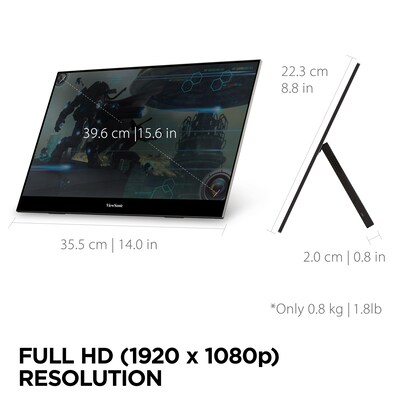 ViewSonic Portable 15.6" 60 Hz LED Monitor, Black (VX1655)