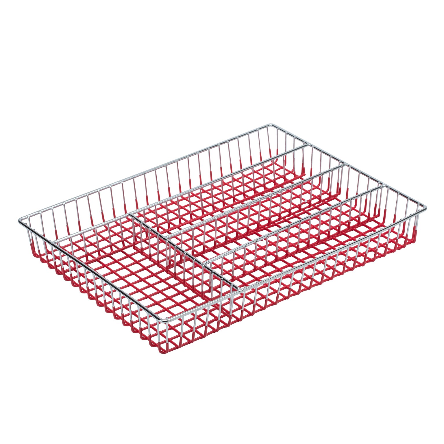 Kitchen Details Chrome Cutlery Tray, Red (4287-RED)