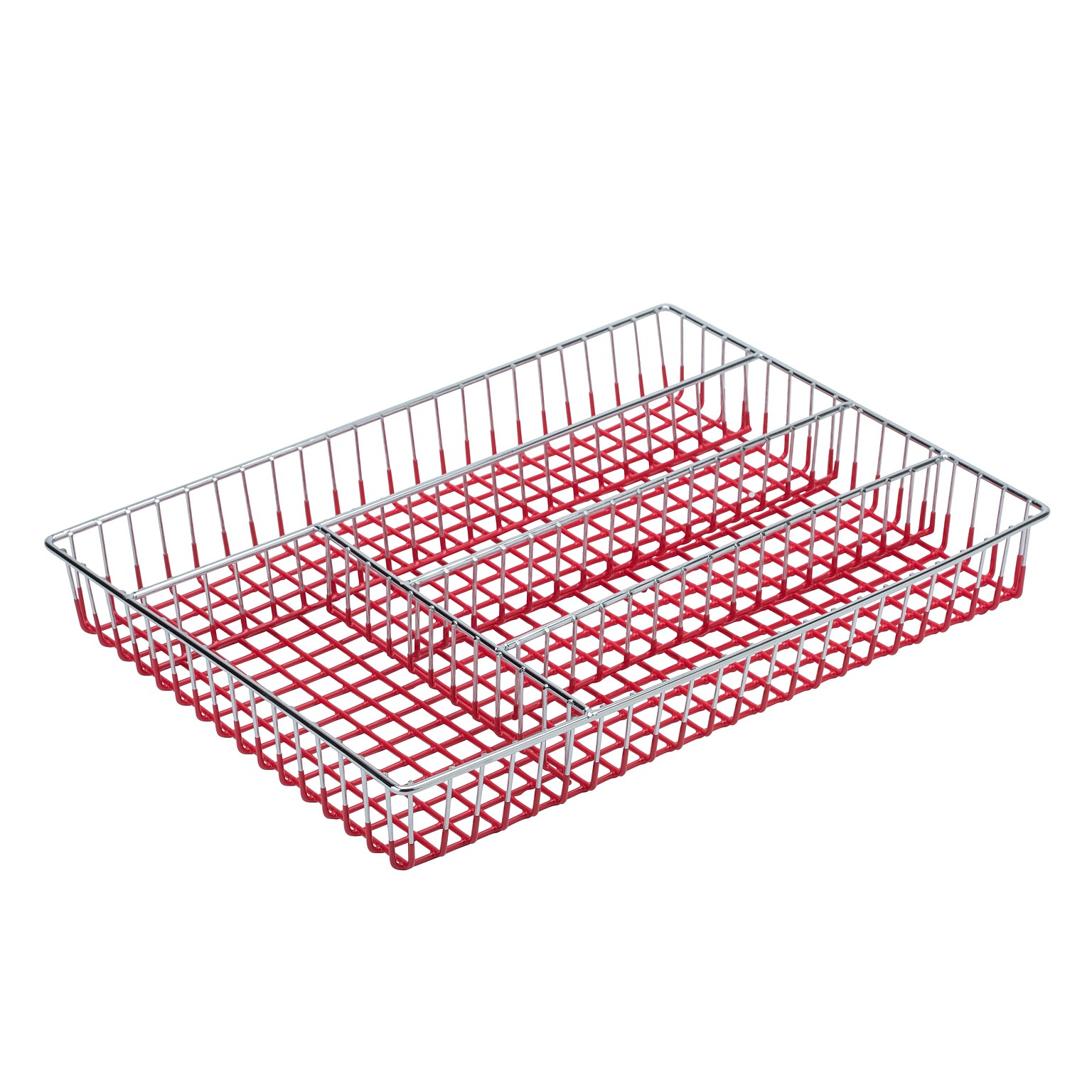 Kitchen Details Chrome Cutlery Tray, Red (4287-RED)