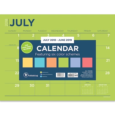 July 2018-June 2019 TF Publishing 12 X 9 Mini Desk Pad Calendar Color Collection  (19-8548A)