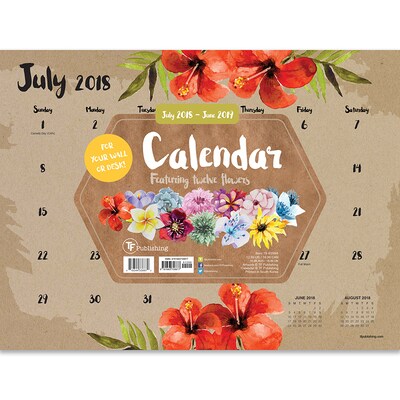 July 2018-June 2019 TF Publishing 12 X 9 Floral Mini Desk Pad Calendar  (19-8599A)