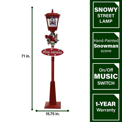Fraser Hill Farm Let It Snow Series 71" Musical Snowy Street Lamp (FSSL071A-RD3)