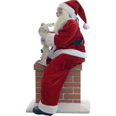 Fraser Hill Farm 48" Music & Motion Santa Claus in Chimney (FSC048-1RD)