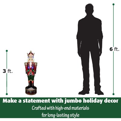 Fraser Hill Farm 3-Ft. Resin Nutcracker Greeter with LED Lights (FRS036-1NC-RD1)