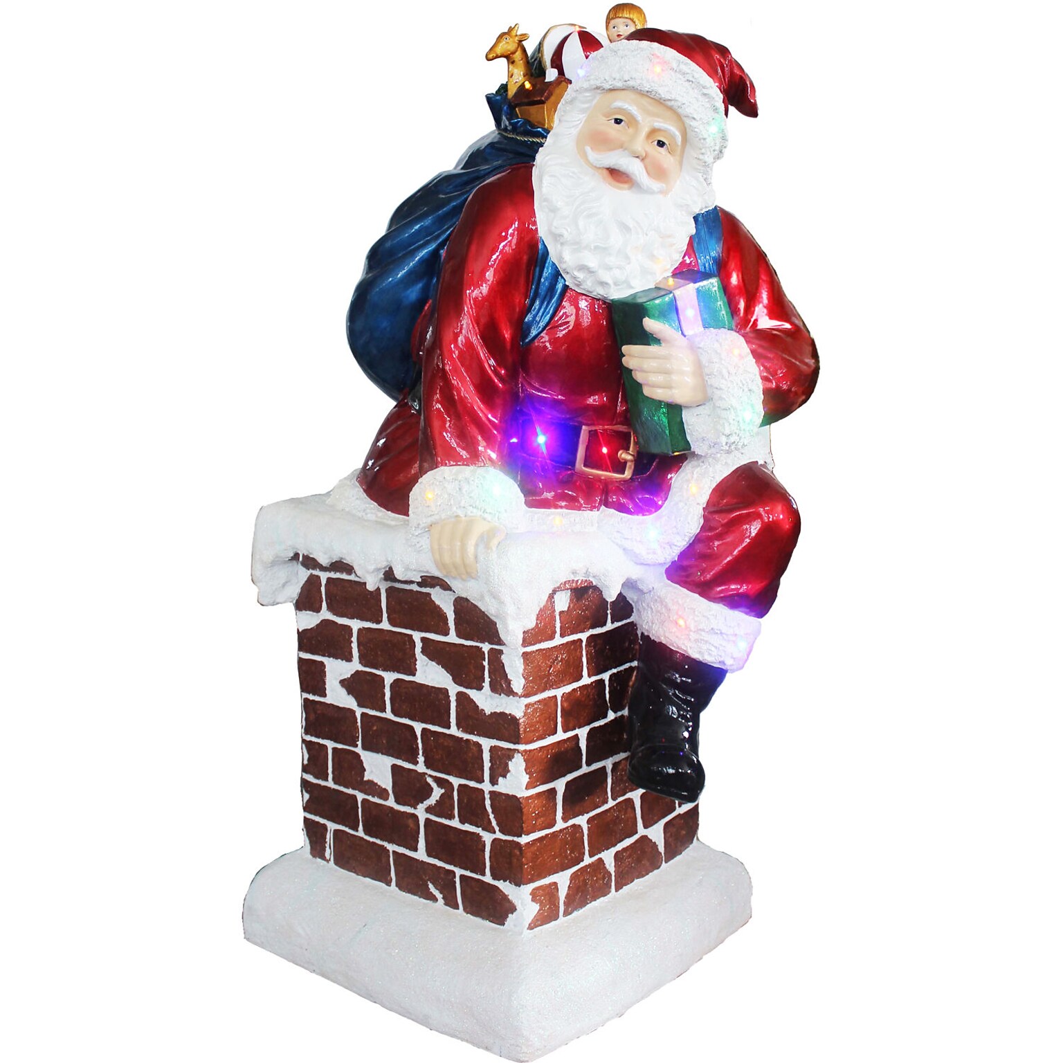 Fraser Hill Farm 4-Ft. Musical Santa in the Chimney with LED Lights (FRS050-3SC-RD1)