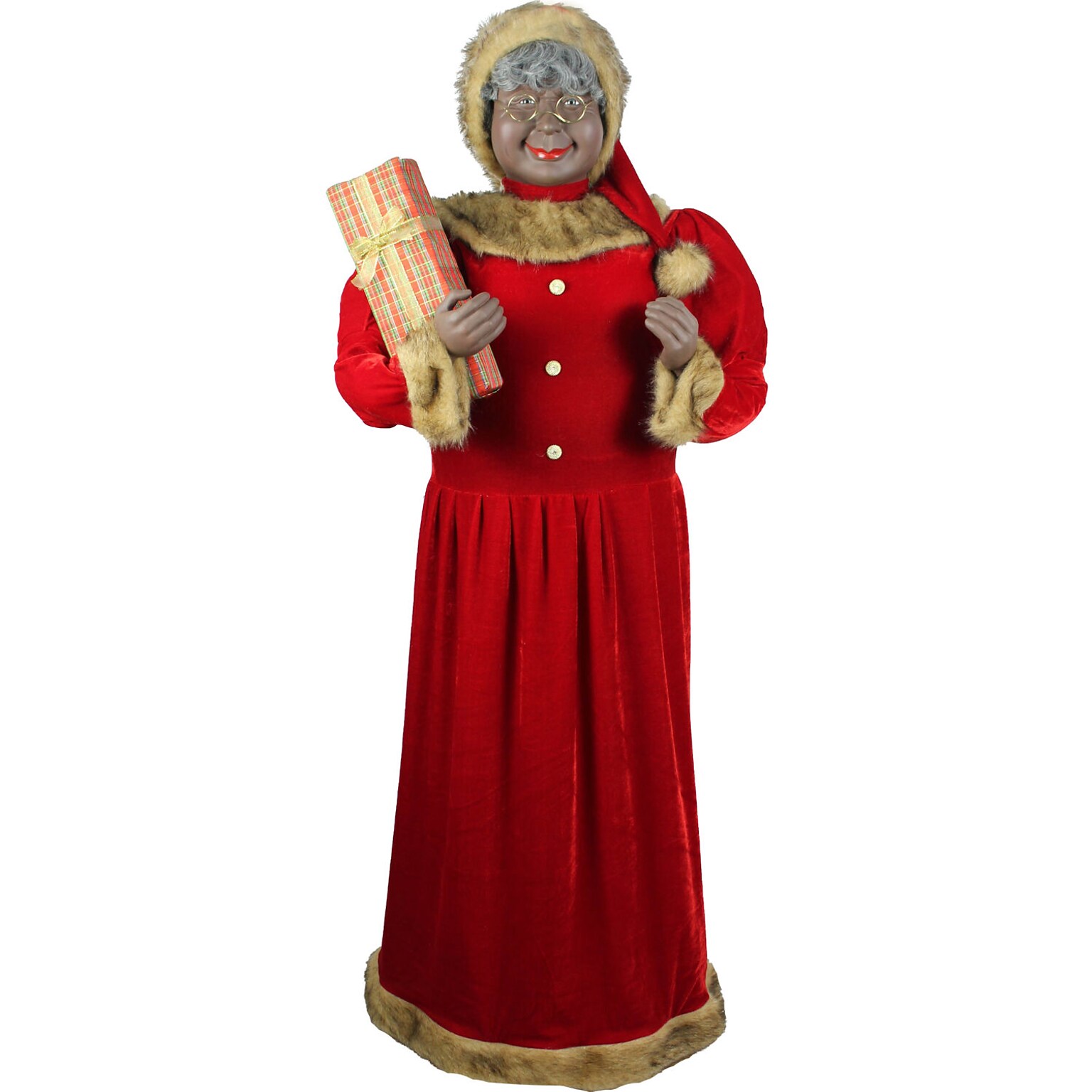 Fraser Hill Farm 58-In. African American Mrs. Claus Wearing Red Velvet Dress (FMC058-0RD1-AA)