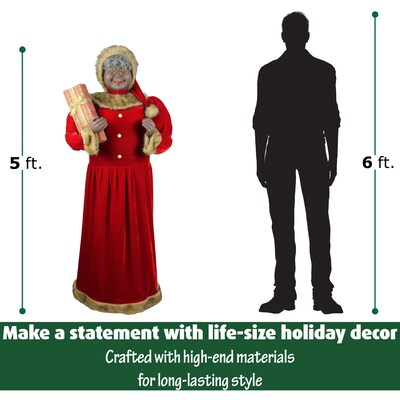 Fraser Hill Farm 58-In. African American Mrs. Claus Wearing Red Velvet Dress (FMC058-0RD1-AA)