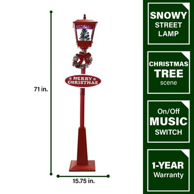 Fraser Hill Farm Let It Snow Series 71" Musical Snowy Street Lamp (FSSL071A-RD2)