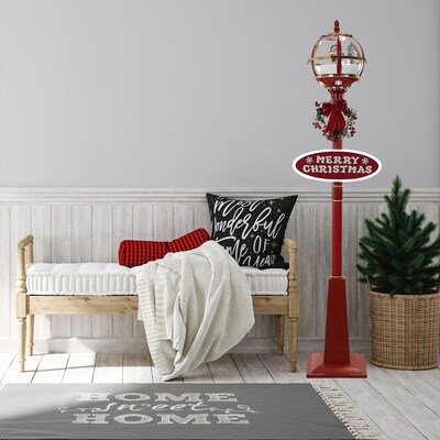 Fraser Hill Farm Let It Snow Series 69" Musical Snow Globe Lamp Post (FSSL069A-RD2)