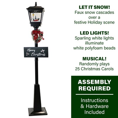 Fraser Hill Farm Let It Snow Series 71-In. Musical Street Lamp (FSSL071A-BLK1)