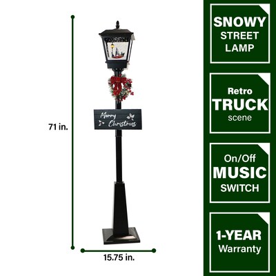 Fraser Hill Farm Let It Snow Series 71-In. Musical Street Lamp (FSSL071A-BLK1)