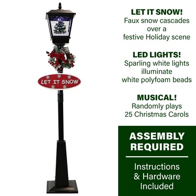 Fraser Hill Farm Let It Snow Series 71 Musical Street Lamp (FSSL071A-BLK2)