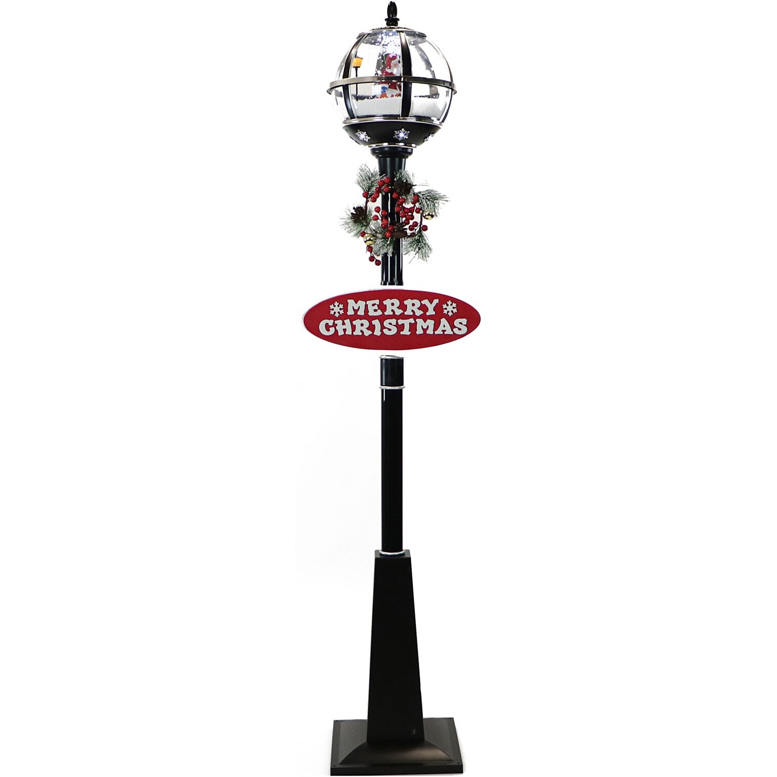 Fraser Hill Farm Let It Snow Series 69-In. Musical Snow Globe Lamp Post (FSSL069A-BLK2)