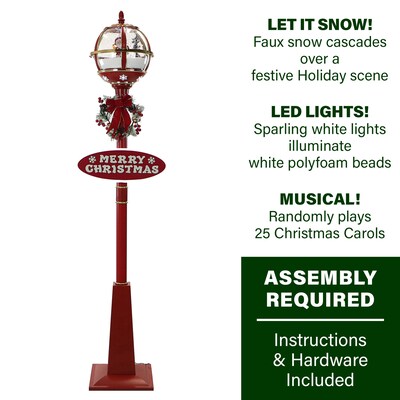Fraser Hill Farm Let It Snow Series 69 Musical Snow Globe Lamp Post (FSSL069A-RD2)