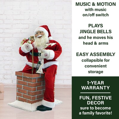 Fraser Hill Farm 48" Music & Motion Santa Claus in Chimney (FSC048-1RD)