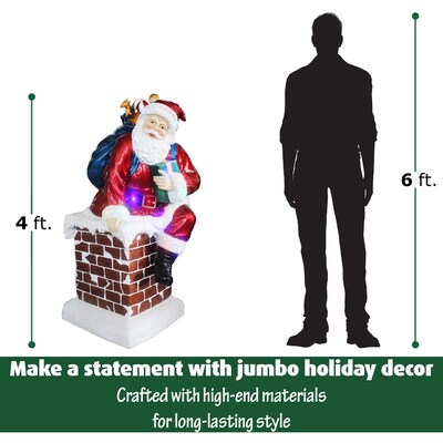 Fraser Hill Farm 4-Ft. Musical Santa in the Chimney with LED Lights (FRS050-3SC-RD1)
