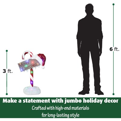 Fraser Hill Farm 3-Ft. Resin Candy Cane Sign (FRS034-1CC-WT1)