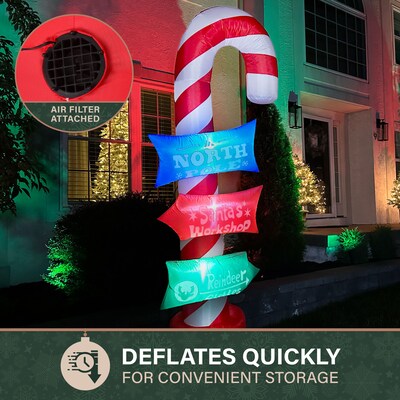 Fraser Hill Farm 8' Prelit Directional Sign Inflatable (FHFXMASSGN081-L)