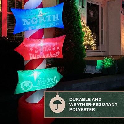 Fraser Hill Farm 8' Prelit Directional Sign Inflatable (FHFXMASSGN081-L)