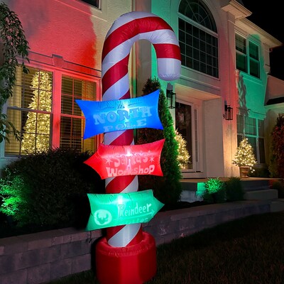 Fraser Hill Farm 8' Prelit Directional Sign Inflatable (FHFXMASSGN081-L)