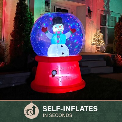Fraser Hill Farm 6-Ft. Tall Multicolor Prelit Snowman Snow Globe Inflatable (FHFSNWGLOBE061-L)