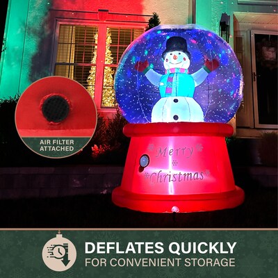 Fraser Hill Farm 6-Ft. Tall Multicolor Prelit Snowman Snow Globe Inflatable (FHFSNWGLOBE061-L)