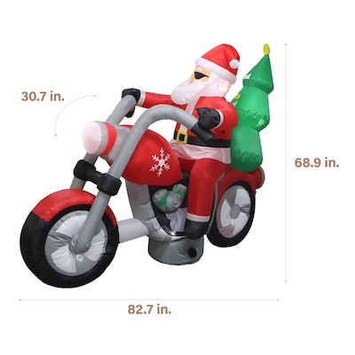 Fraser Hill Farm 7 Wide Prelit Santa on Motorcycle Inflatable (FHFSNTABIKE071-L)