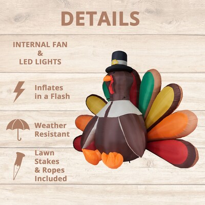 Fraser Hill Farm 8-Ft. Wide Turkey Blow-Up Inflatable (FHHVTURKY081-L)