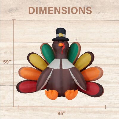 Fraser Hill Farm 8-Ft. Wide Turkey Blow-Up Inflatable (FHHVTURKY081-L)