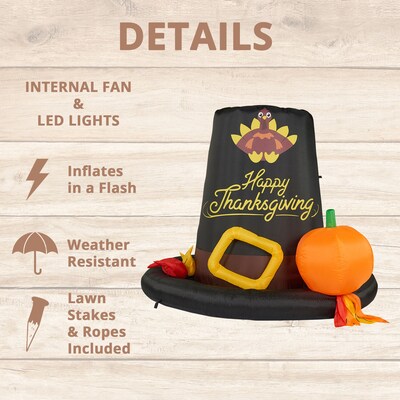 Fraser Hill Farm 6-Ft. Tall Pilgrims Hat Blow-Up Inflatable (FHHVTGHAT061-L)