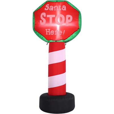 Fraser Hill Farm 3.5' Prelit "Santa Stop Here" Sign Inflatable (FHFXMASSGN031-L)