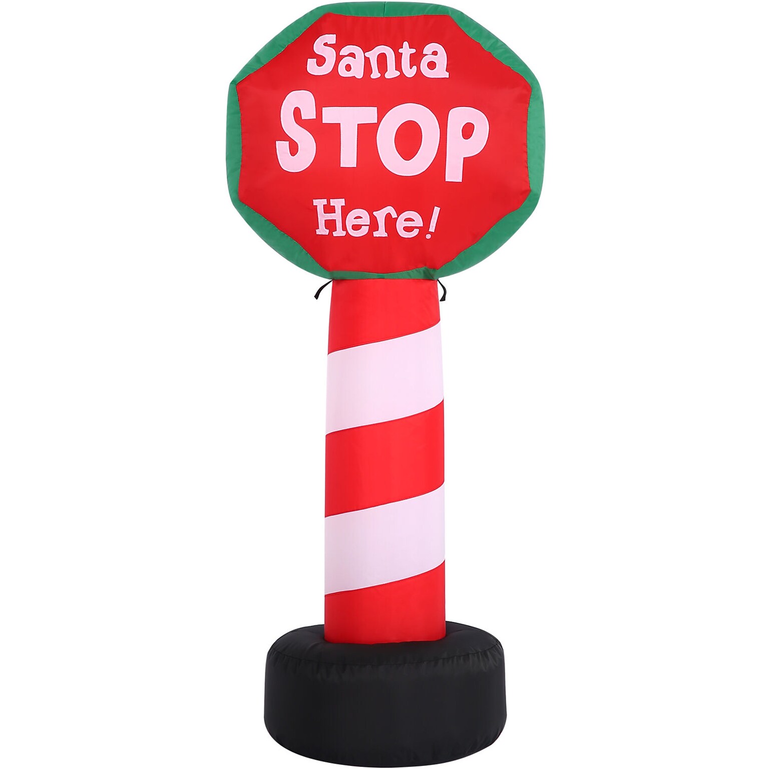 Fraser Hill Farm 3.5 Prelit Santa Stop Here Sign Inflatable (FHFXMASSGN031-L)
