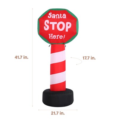 Fraser Hill Farm 3.5 Prelit Santa Stop Here Sign Inflatable (FHFXMASSGN031-L)