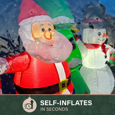 Fraser Hill Farm 6 ft. Prelit Santa and Snowman Snow Globe Inflatable, Multicolored (FHFSNWGLOBE062)