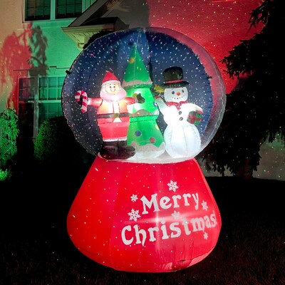 Fraser Hill Farm 6 ft. Prelit Santa and Snowman Snow Globe Inflatable, Multicolored (FHFSNWGLOBE062)