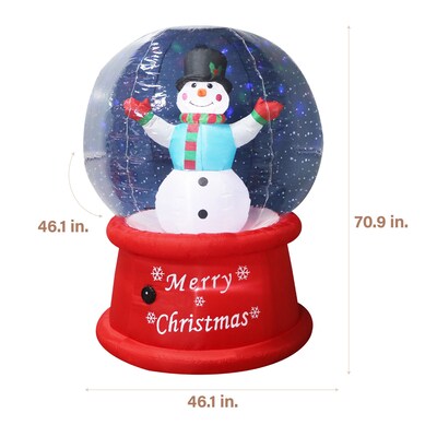 Fraser Hill Farm 6-Ft. Tall Multicolor Prelit Snowman Snow Globe Inflatable (FHFSNWGLOBE061-L)