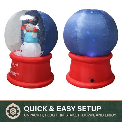 Fraser Hill Farm 6-Ft. Tall Multicolor Prelit Snowman Snow Globe Inflatable (FHFSNWGLOBE061-L)