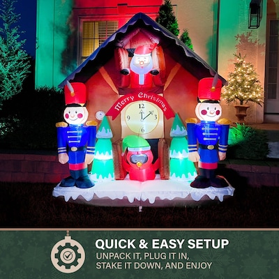 Fraser Hill Farm 6' Prelit Santa Nutcracker Cuckoo Clock Inflatable (FHFSNTACCLK061-L)