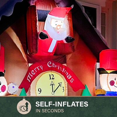 Fraser Hill Farm 6' Prelit Santa Nutcracker Cuckoo Clock Inflatable (FHFSNTACCLK061-L)