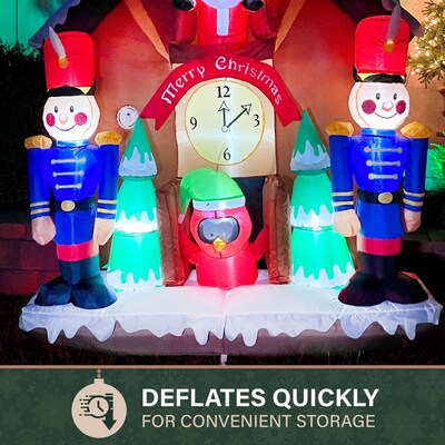 Fraser Hill Farm 6' Prelit Santa Nutcracker Cuckoo Clock Inflatable (FHFSNTACCLK061-L)