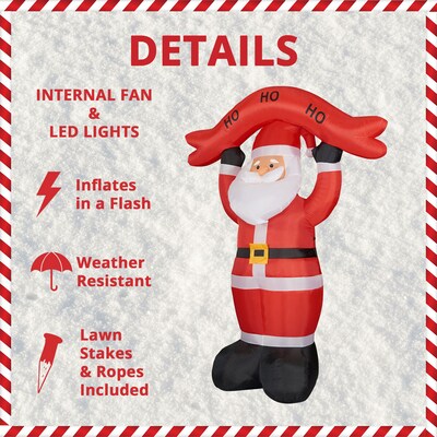 Fraser Hill Farm 10' Santa Holding HO HO HO Sign Inflatable (FHFSANTA104-L)