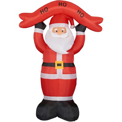 Fraser Hill Farm 10 Santa Holding HO HO HO Sign Inflatable (FHFSANTA104-L)