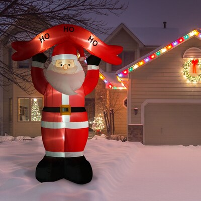 Fraser Hill Farm 10' Santa Holding HO HO HO Sign Inflatable (FHFSANTA104-L)