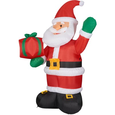 Fraser Hill Farm 10' Santa Claus Holding Gift Inflatable (FHFSANTA102-L)