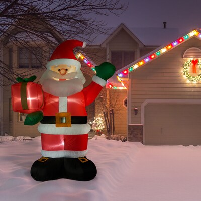 Fraser Hill Farm 10' Santa Claus Holding Gift Inflatable (FHFSANTA102-L)