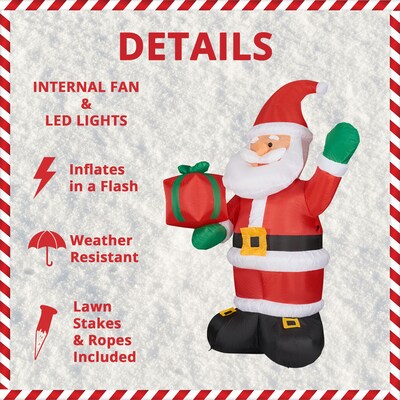Fraser Hill Farm 10' Santa Claus Holding Gift Inflatable (FHFSANTA102-L)